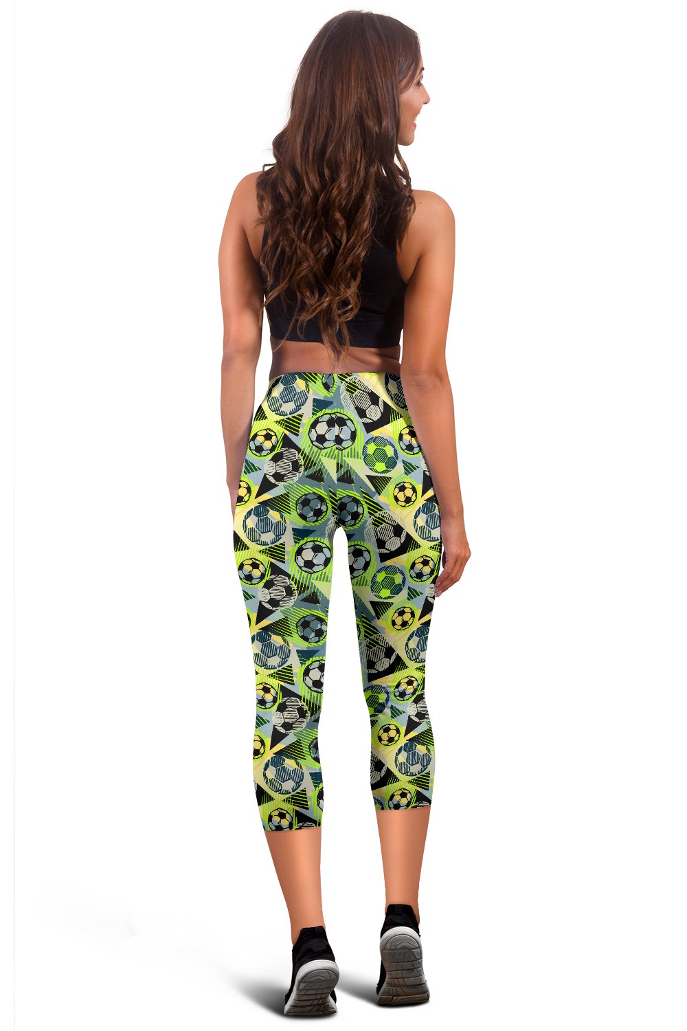 Soccer Ball Themed Print Pattern Women Capris