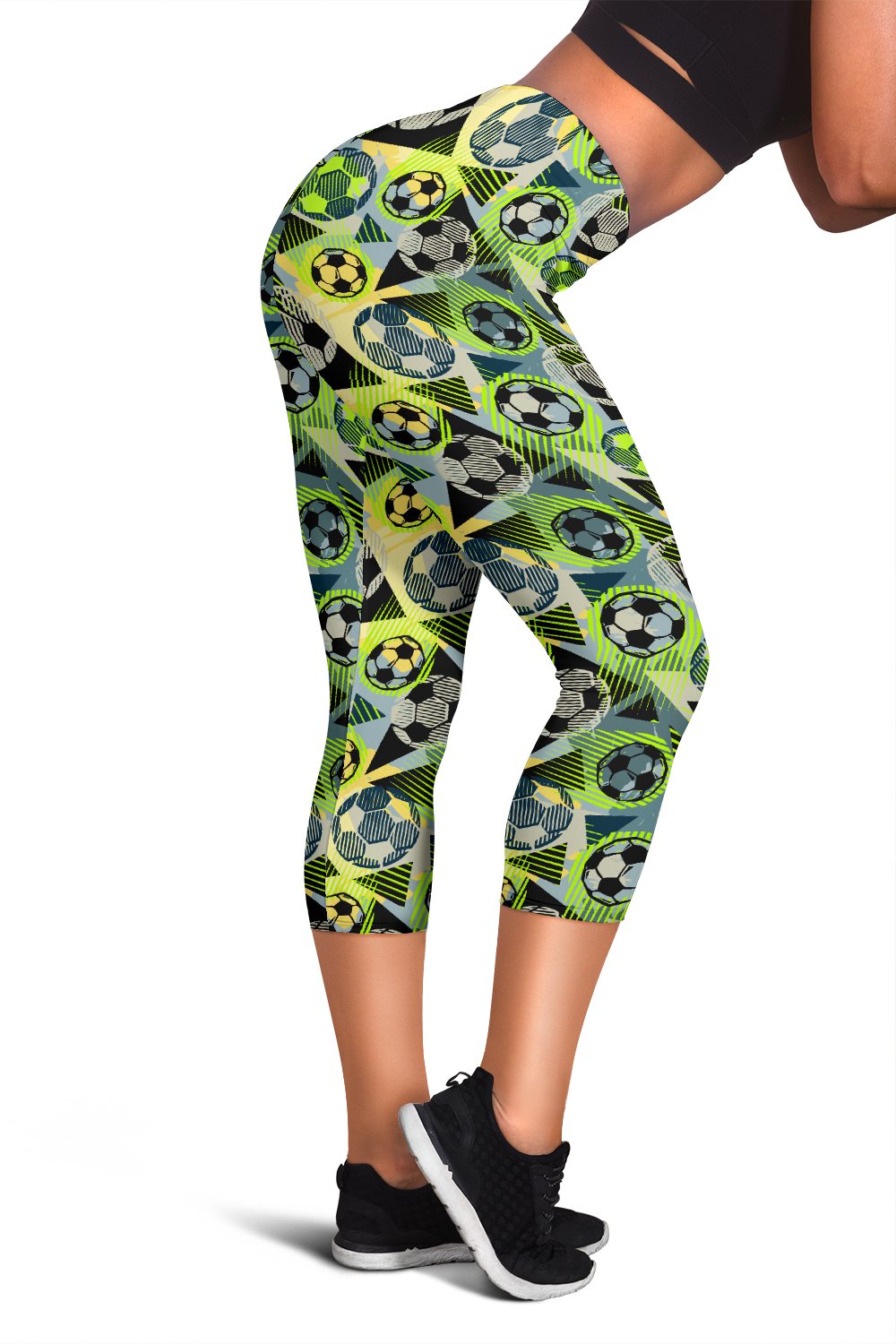 Soccer Ball Themed Print Pattern Women Capris