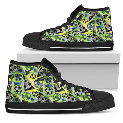 Soccer Ball Themed Print Pattern Women High Top Shoes