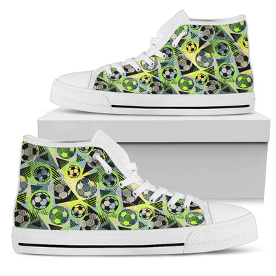 Soccer Ball Themed Print Pattern Women High Top Shoes