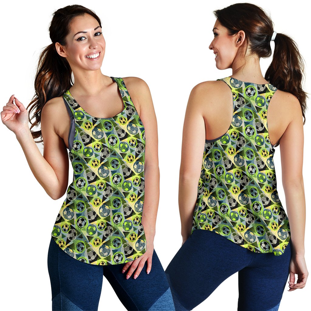 Soccer Ball Themed Print Pattern Women Racerback Tank Top