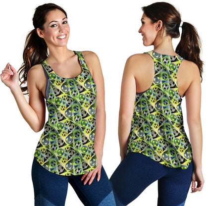 Soccer Ball Themed Print Pattern Women Racerback Tank Top