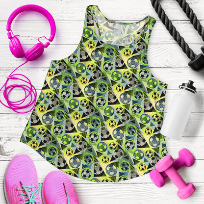 Soccer Ball Themed Print Pattern Women Racerback Tank Top