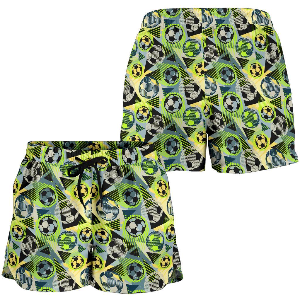 Soccer Ball Themed Print Pattern Women Shorts-JTAMIGO.COM