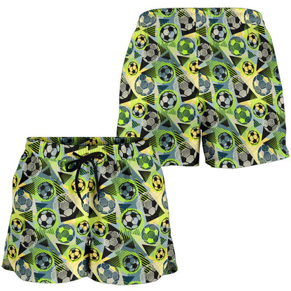 Soccer Ball Themed Print Pattern Women Shorts-JTAMIGO.COM