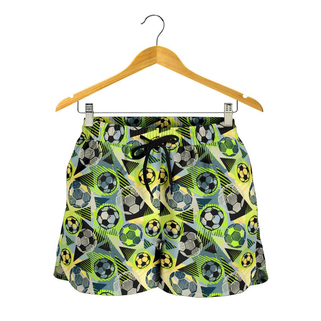 Soccer Ball Themed Print Pattern Women Shorts-JTAMIGO.COM
