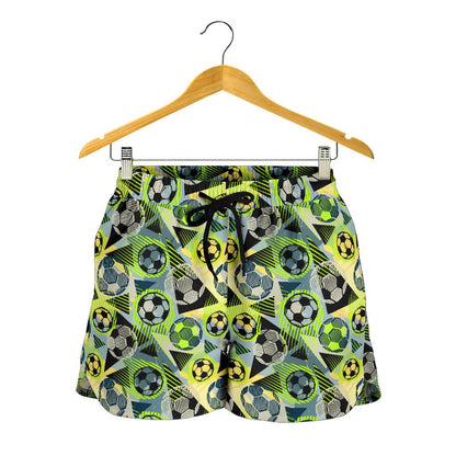 Soccer Ball Themed Print Pattern Women Shorts-JTAMIGO.COM
