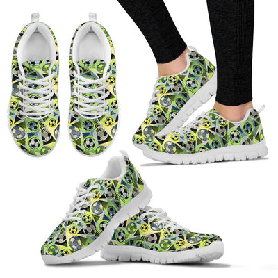 Soccer Ball Themed Print Pattern Women Sneakers Shoes