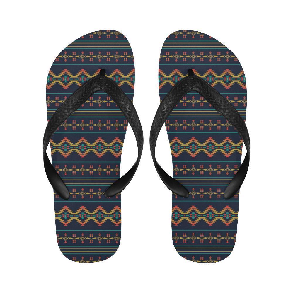 Southwest American Design Themed Print Flip Flops-JTAMIGO.COM