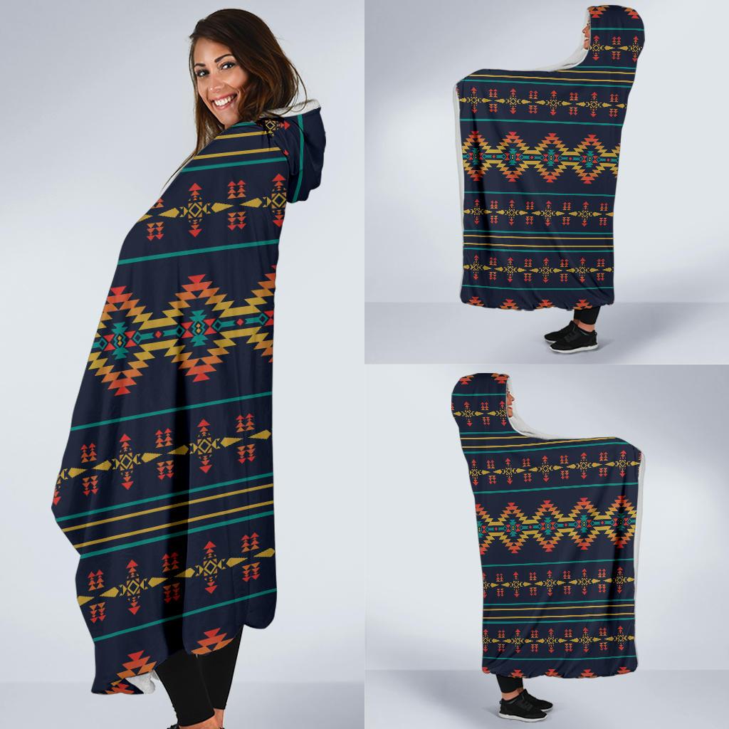 Southwest American Design Themed Print Hooded Blanket-JTAMIGO.COM