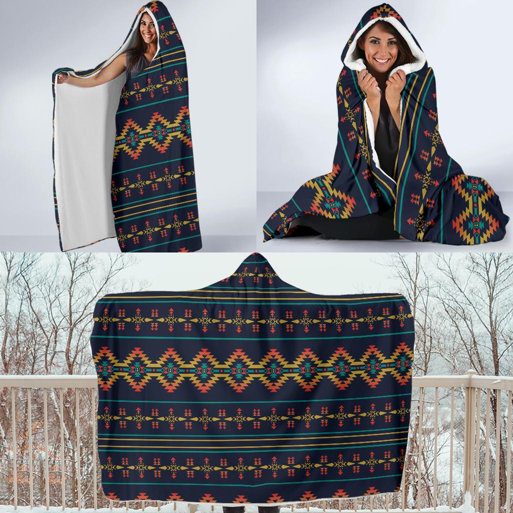 Southwest American Design Themed Print Hooded Blanket-JTAMIGO.COM