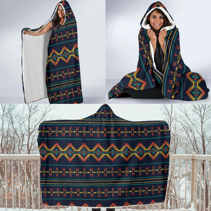 Southwest American Design Themed Print Hooded Blanket-JTAMIGO.COM