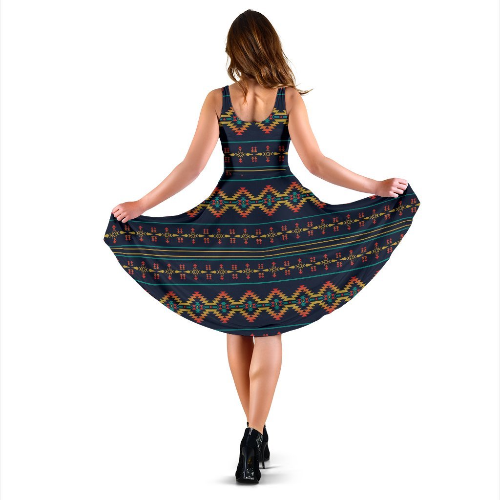 Southwest American Design Themed Print Sleeveless Dress