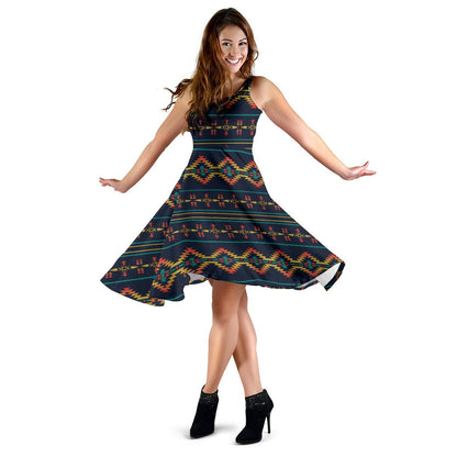 Southwest American Design Themed Print Sleeveless Dress