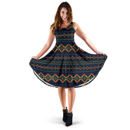 Southwest American Design Themed Print Sleeveless Dress
