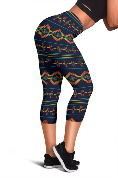 Southwest American Design Themed Print Women Capris