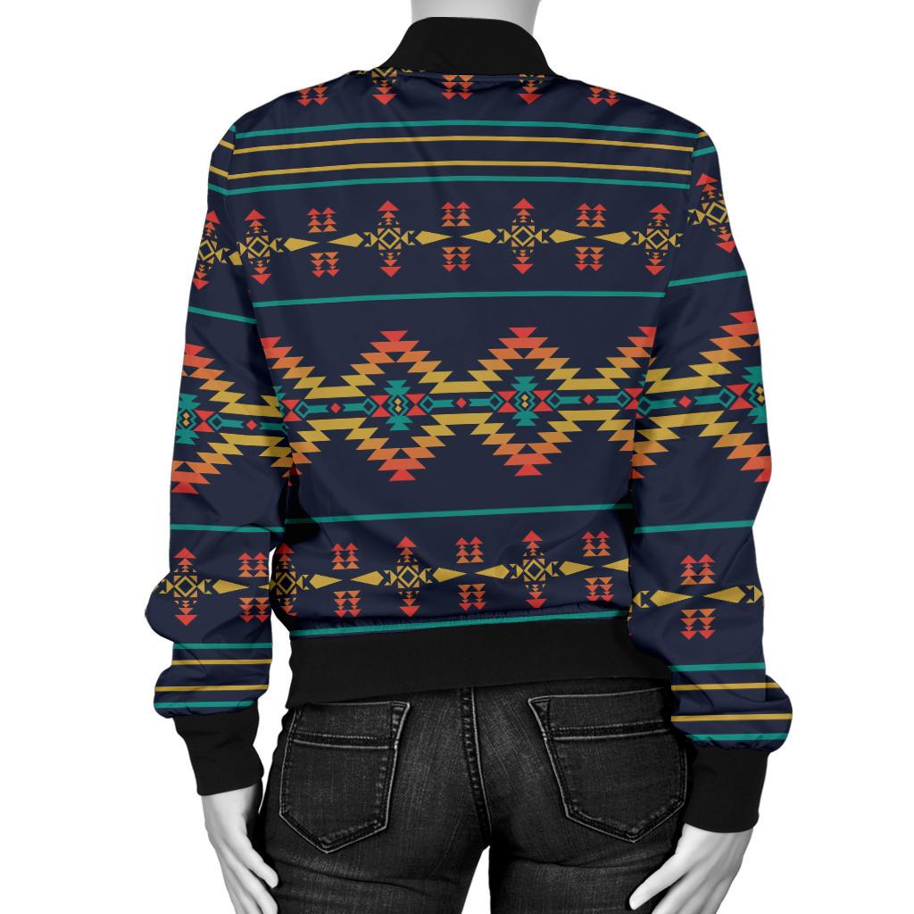 Southwest American Design Themed Print Women Casual Bomber Jacket