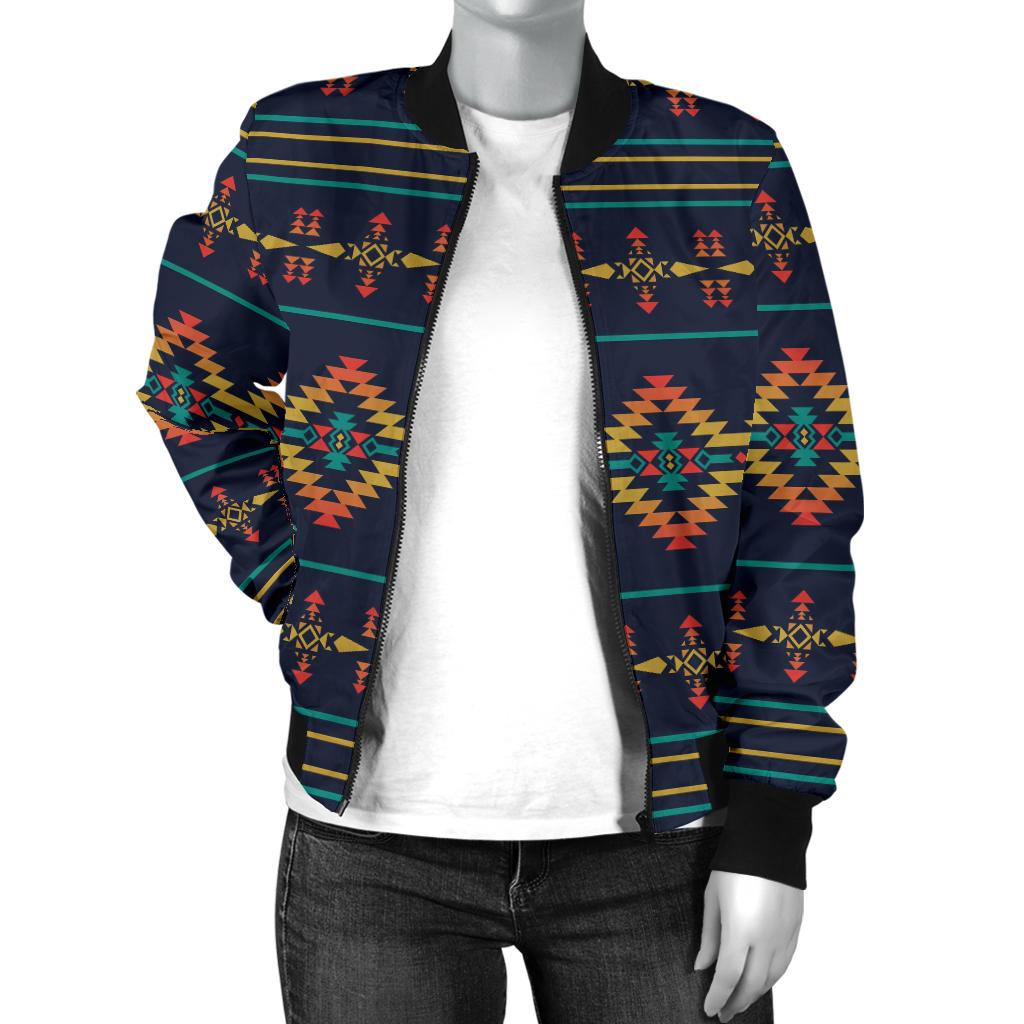 Southwest American Design Themed Print Women Casual Bomber Jacket