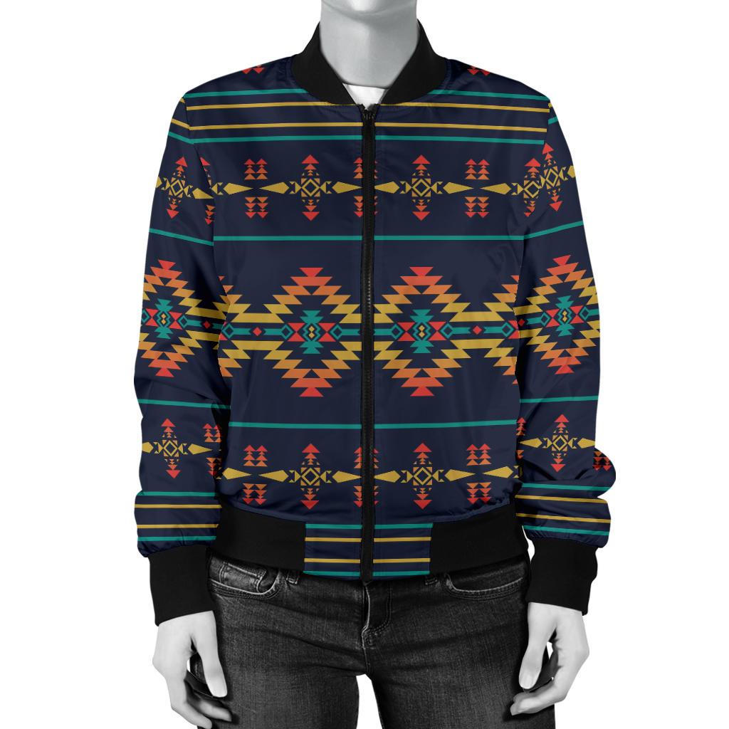 Southwest American Design Themed Print Women Casual Bomber Jacket