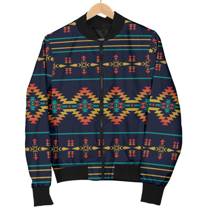 Southwest American Design Themed Print Women Casual Bomber Jacket