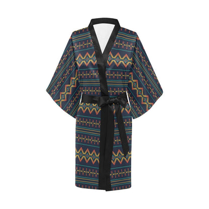 Southwest American Design Themed Print Women Short Kimono Robe