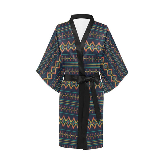 Southwest American Design Themed Print Women Short Kimono Robe