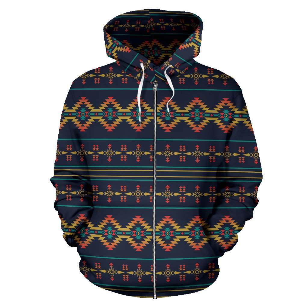 Southwest American Design Themed Print Zip Up Hoodie