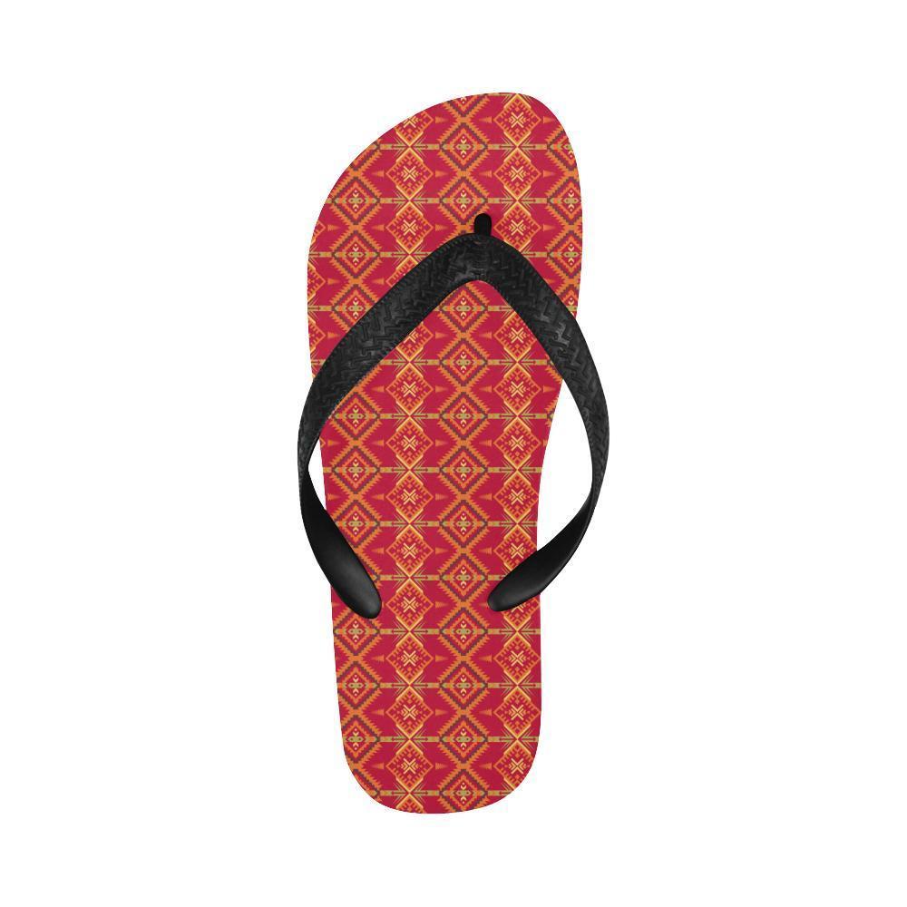 Southwest Aztec Design Themed Print Flip Flops-JTAMIGO.COM