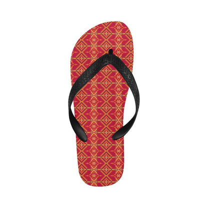 Southwest Aztec Design Themed Print Flip Flops-JTAMIGO.COM