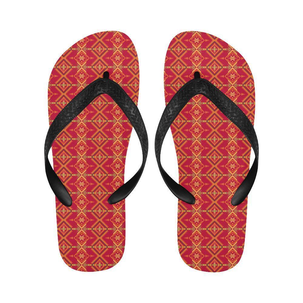 Southwest Aztec Design Themed Print Flip Flops-JTAMIGO.COM
