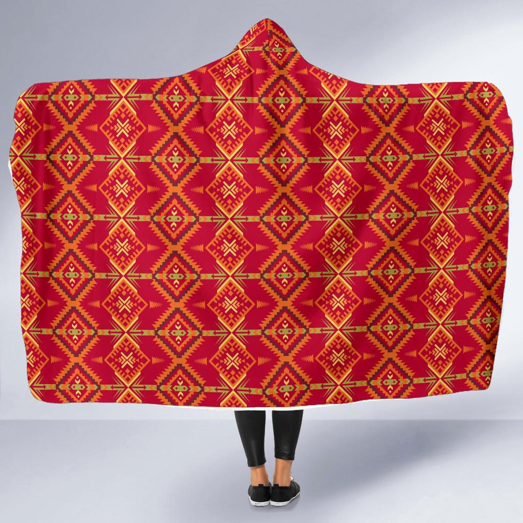 Southwest Aztec Design Themed Print Hooded Blanket-JTAMIGO.COM