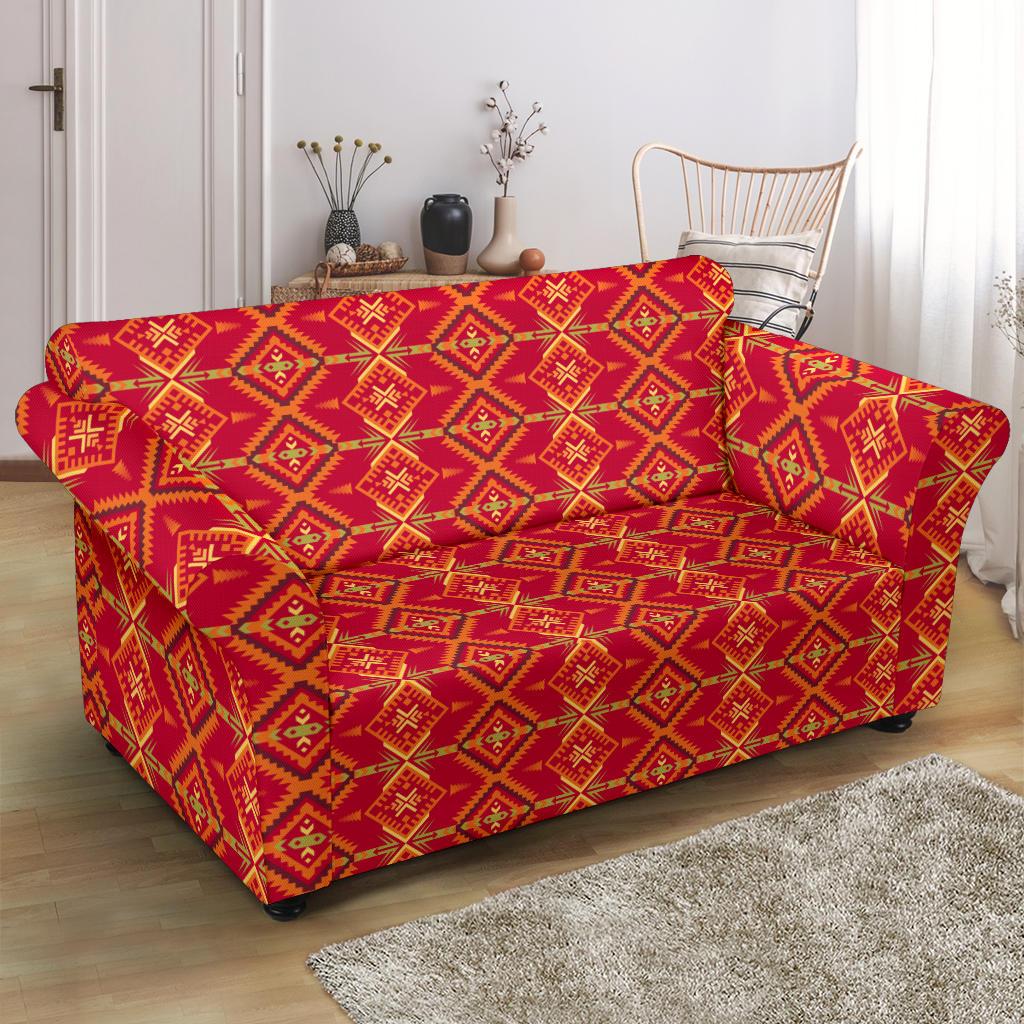 Southwest Aztec Design Themed Print Loveseat Slipcover-JTAMIGO.COM