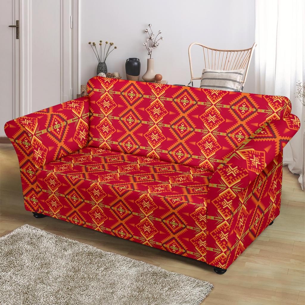 Southwest Aztec Design Themed Print Loveseat Slipcover-JTAMIGO.COM
