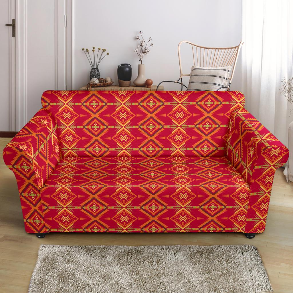 Southwest Aztec Design Themed Print Loveseat Slipcover-JTAMIGO.COM