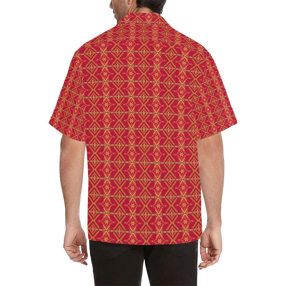 Southwest Aztec Design Themed Print Men Aloha Hawaiian Shirt