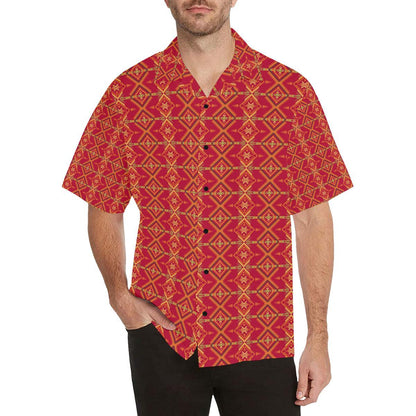 Southwest Aztec Design Themed Print Men Aloha Hawaiian Shirt