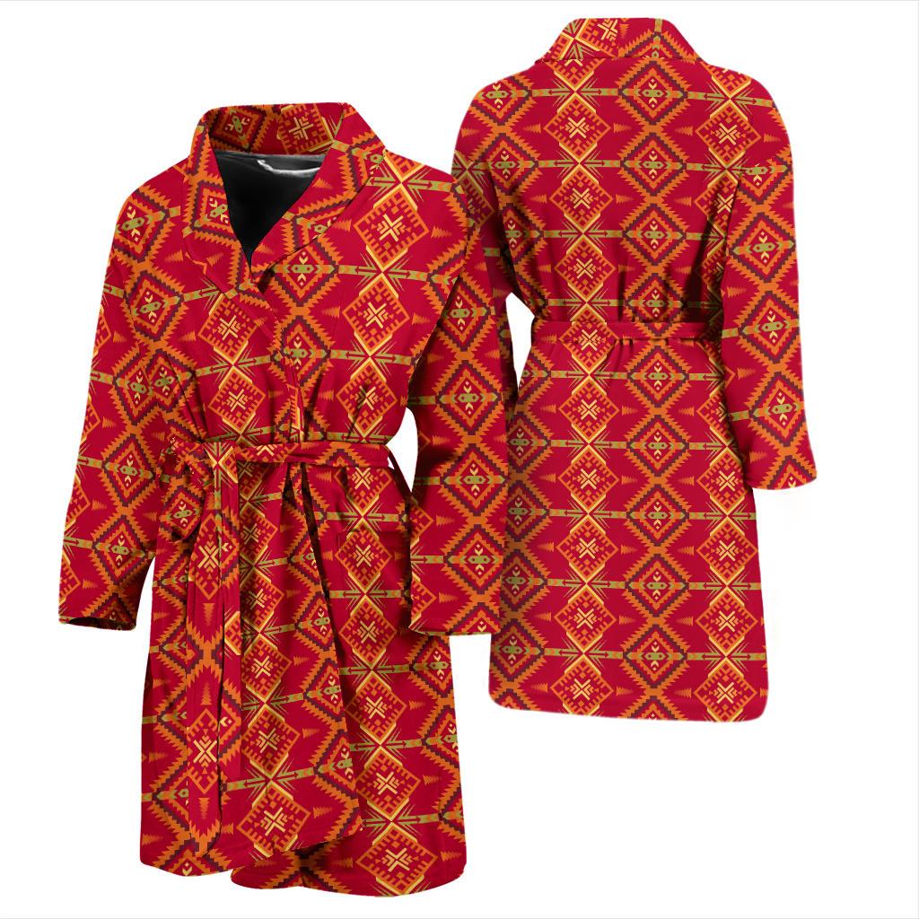 Southwest Aztec Design Themed Print Men Bath Robe-JTAMIGO.COM