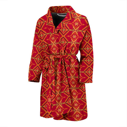 Southwest Aztec Design Themed Print Men Bath Robe-JTAMIGO.COM