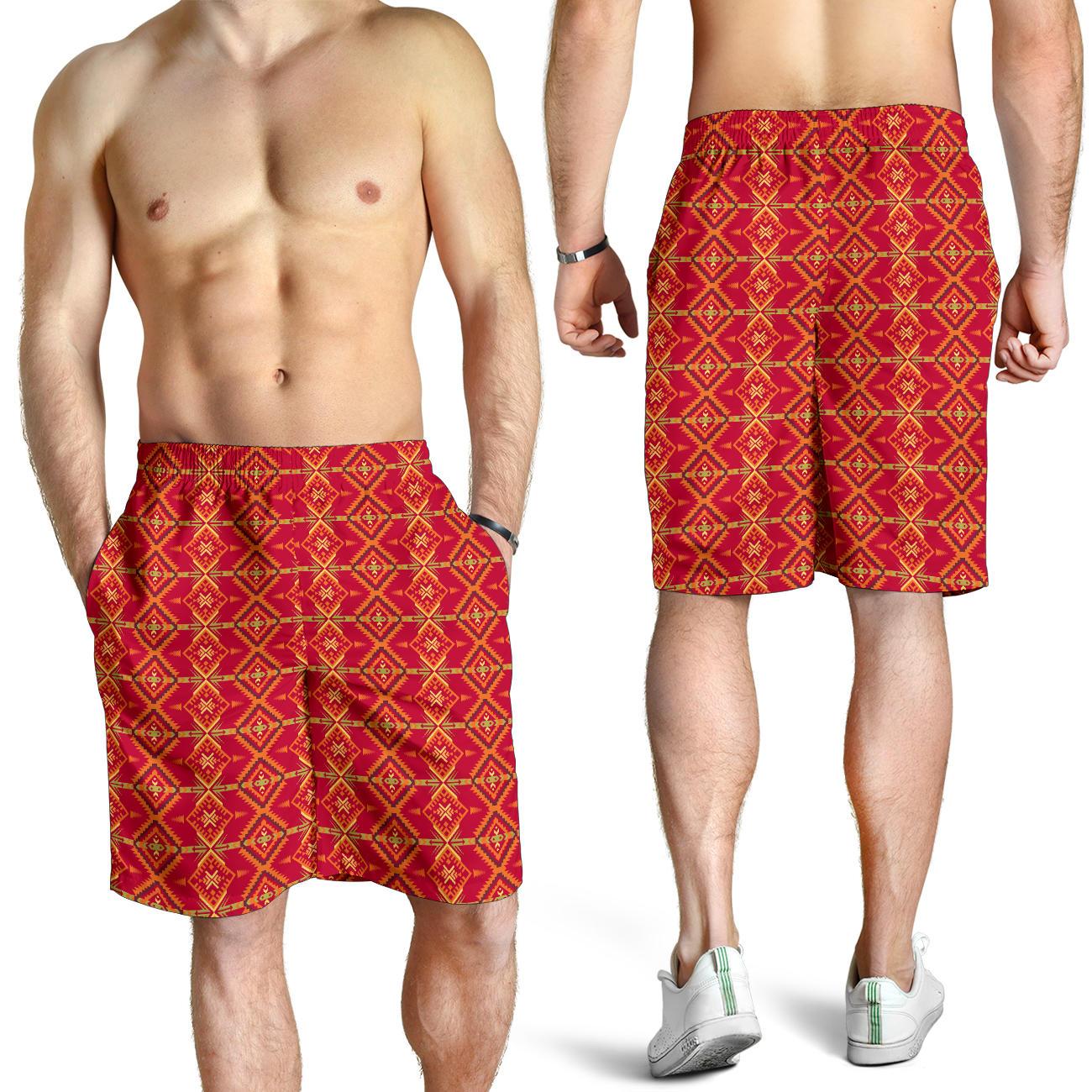 Southwest Aztec Design Themed Print Mens Shorts-JTAMIGO.COM