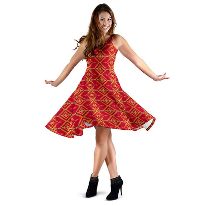 Southwest Aztec Design Themed Print Sleeveless Dress