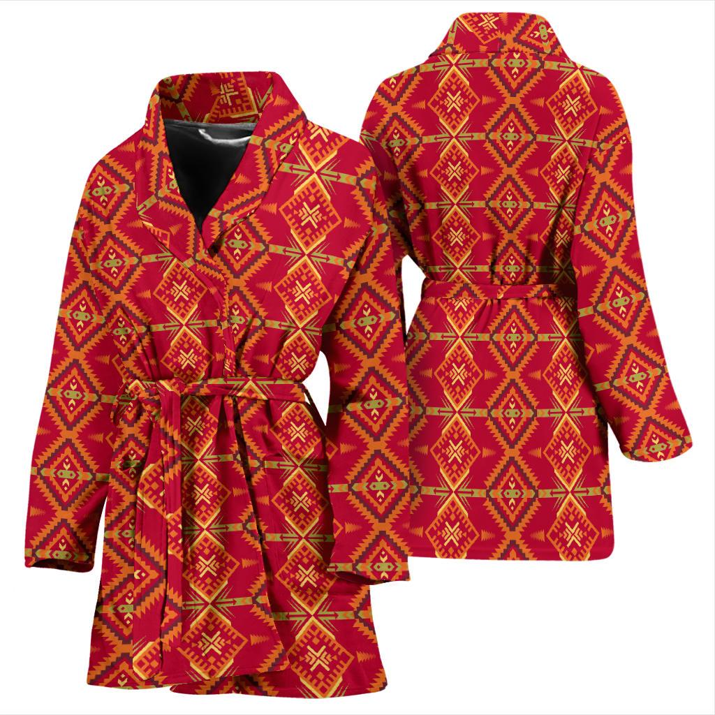 Southwest Aztec Design Themed Print Women Bath Robe-JTAMIGO.COM