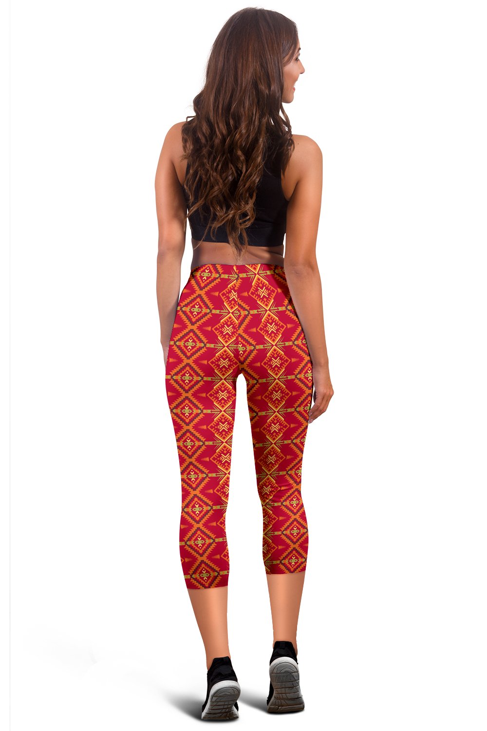 Southwest Aztec Design Themed Print Women Capris