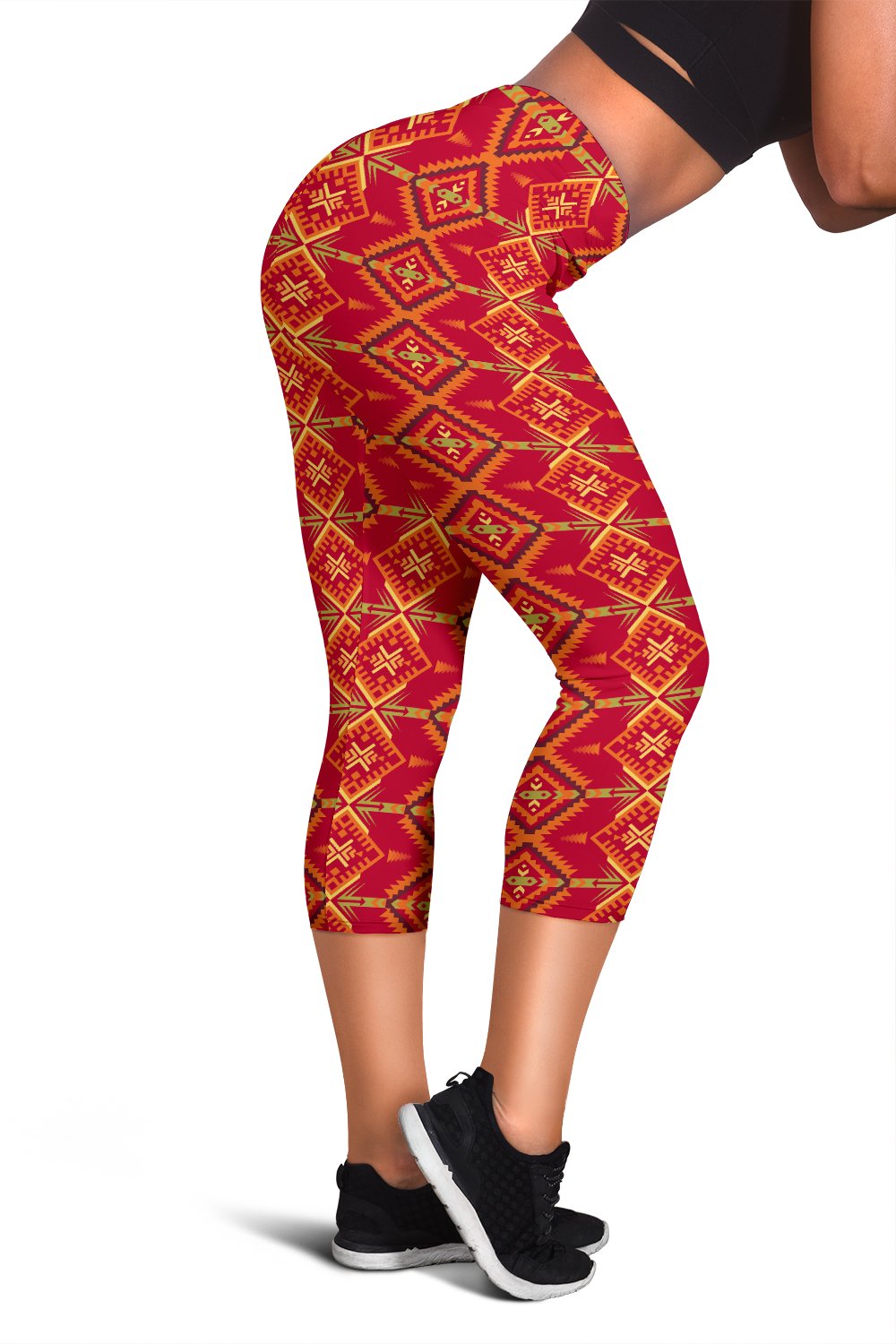 Southwest Aztec Design Themed Print Women Capris