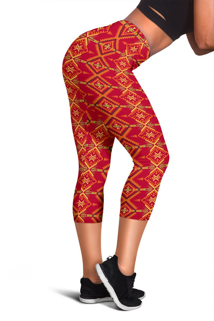 Southwest Aztec Design Themed Print Women Capris