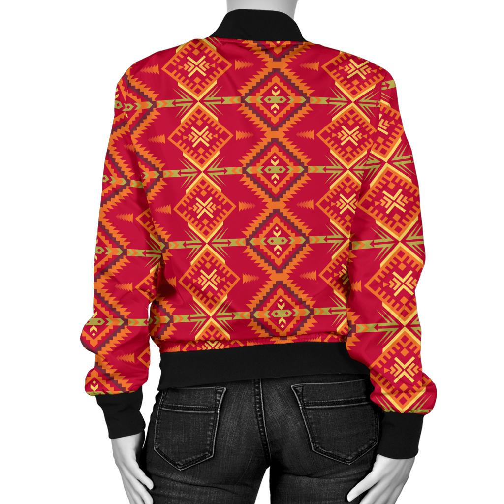 Southwest Aztec Design Themed Print Women Casual Bomber Jacket