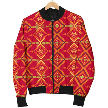 Southwest Aztec Design Themed Print Women Casual Bomber Jacket