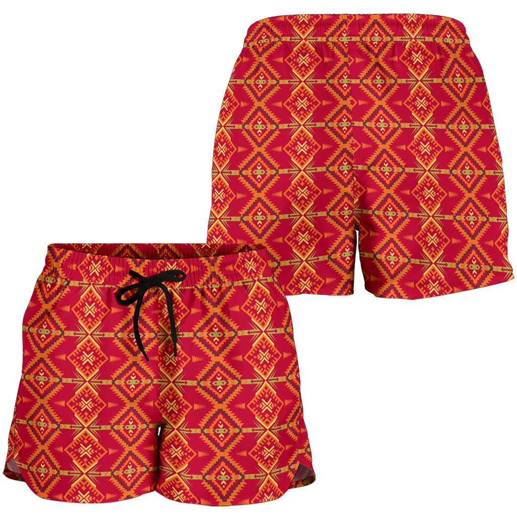 Southwest Aztec Design Themed Print Women Shorts-JTAMIGO.COM
