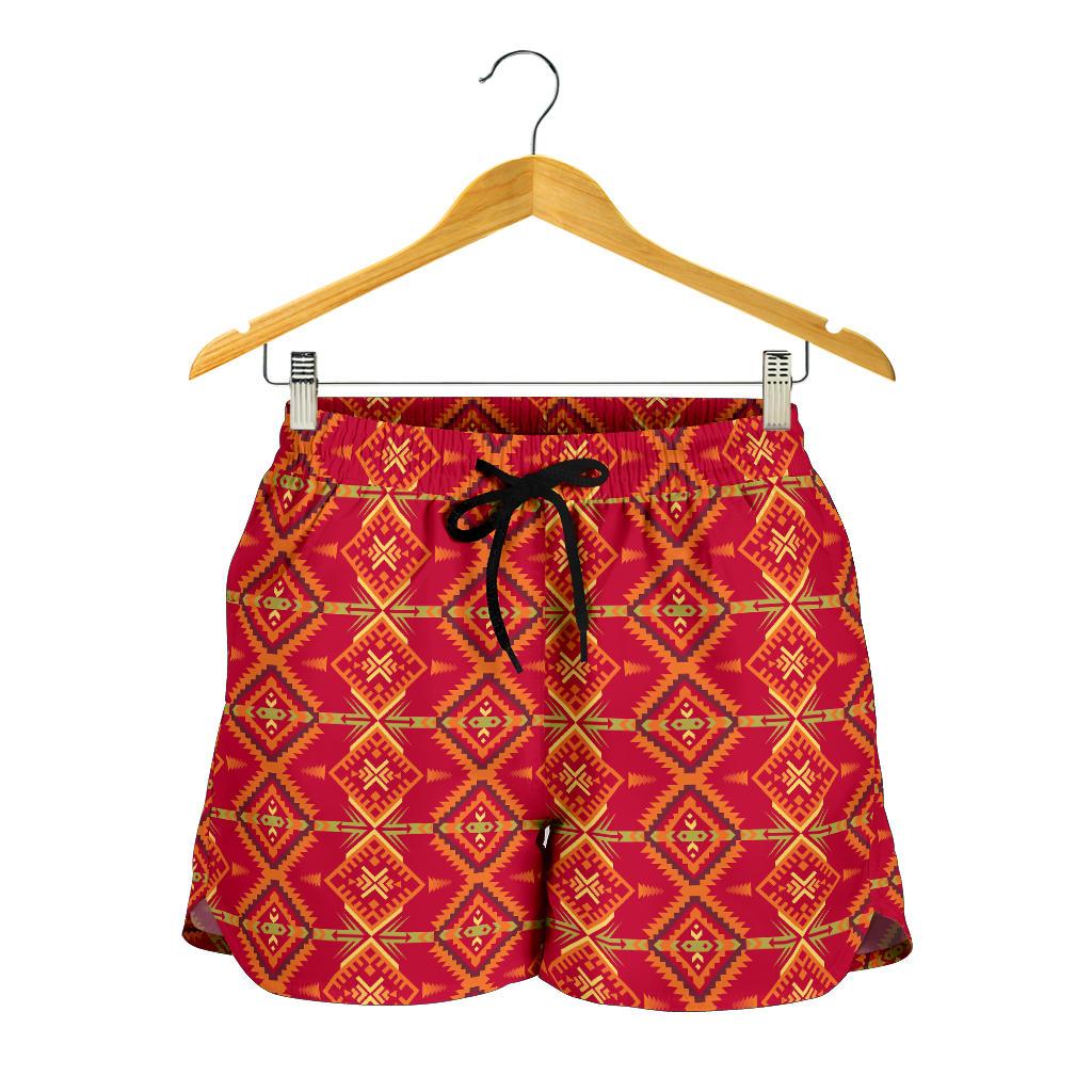 Southwest Aztec Design Themed Print Women Shorts-JTAMIGO.COM