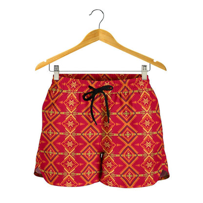 Southwest Aztec Design Themed Print Women Shorts-JTAMIGO.COM