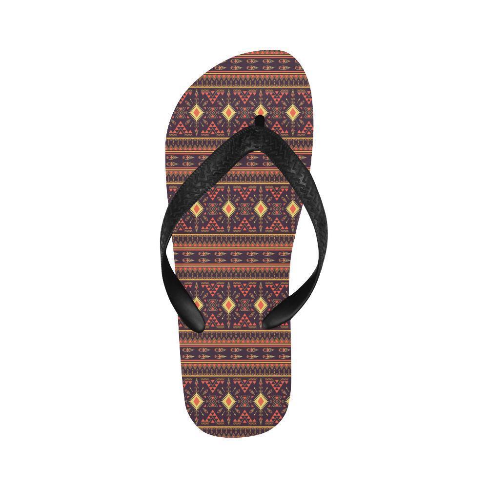 Southwest Ethnic Design Themed Print Flip Flops-JTAMIGO.COM